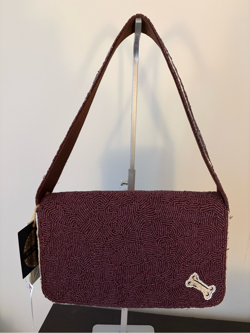 Beaded Brown Shoulder Bag with Playful Dog Motifs - TJ Maxx viral bags - Picture 2 of 5